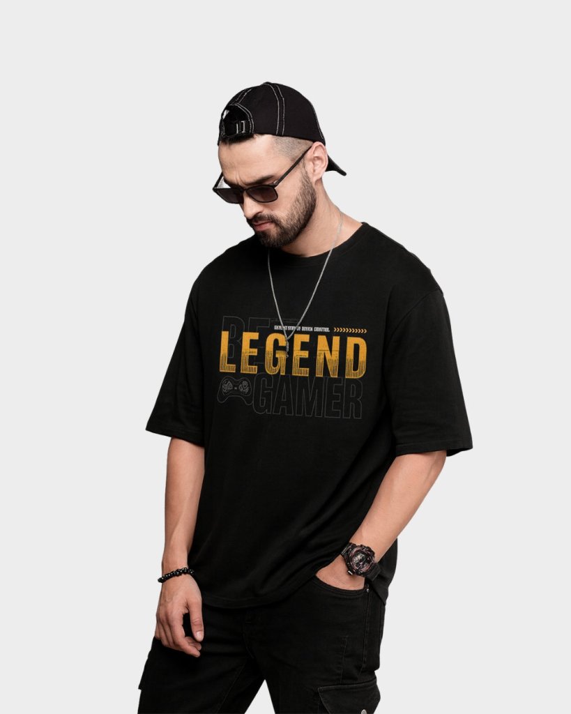 Men’s Black Cotton T-Shirt BE LEGEND Gamer | Therangroop - Therangroop