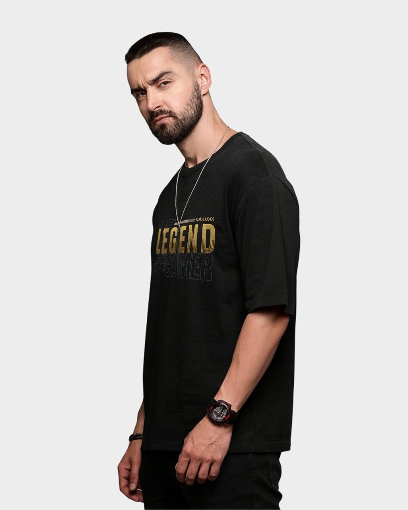 Men’s Black Cotton T-Shirt BE LEGEND Gamer | Therangroop - Therangroop