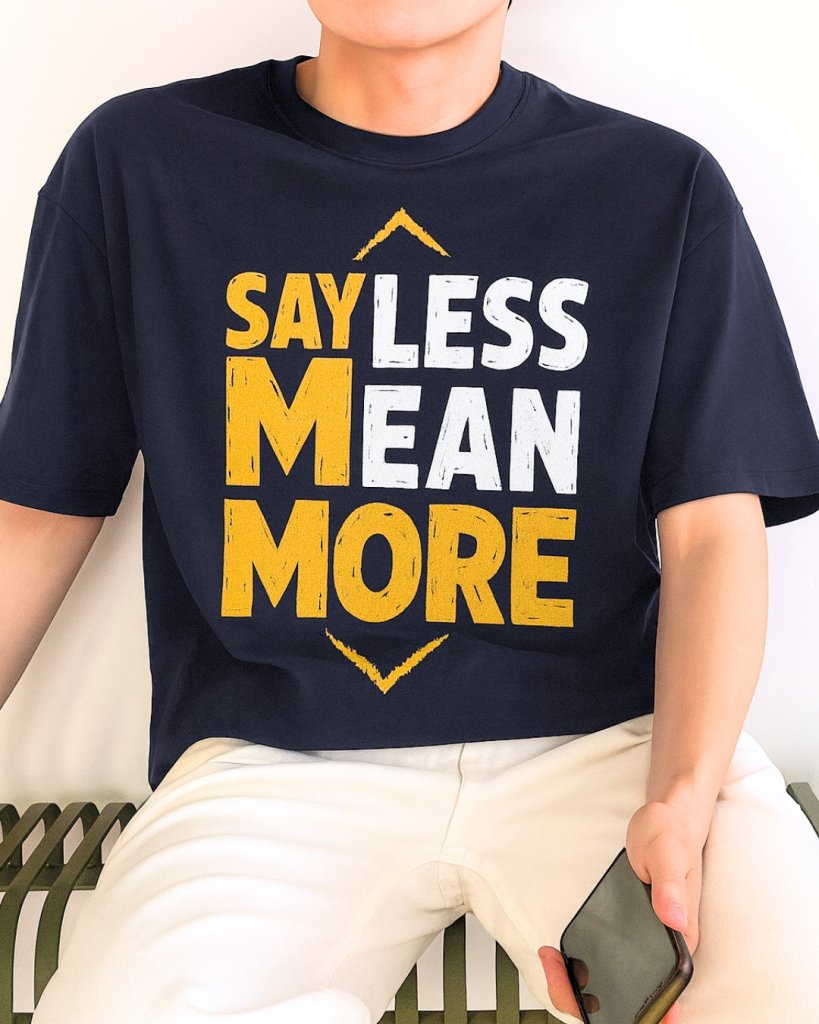 Men’s Navy Blue T-Shirt – Say Less Mean More Motivational | Therangroop - Therangroop